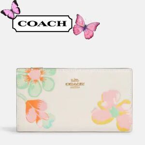 Coach Dreamyland Print Slim Wallet in Chalk/Gold